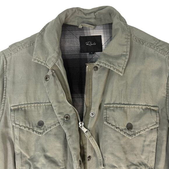 Rails Jayden Utility Jacket Women’s Small Sage Green Plaid Lined Linen - Picture 11 of 11